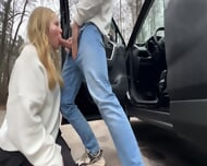 Blonde Outdoor Car BJ Huge Cum
