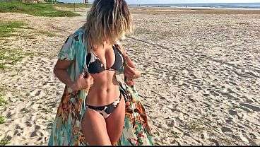 Milf on the beach agrees to standing anal in front of everyone